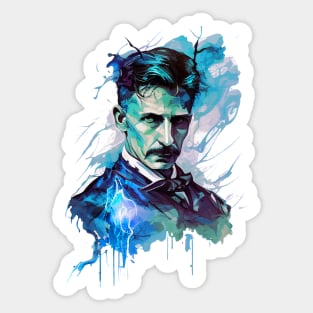 NIKOLA TESLA WATER COLOR PORTRAIT Sticker